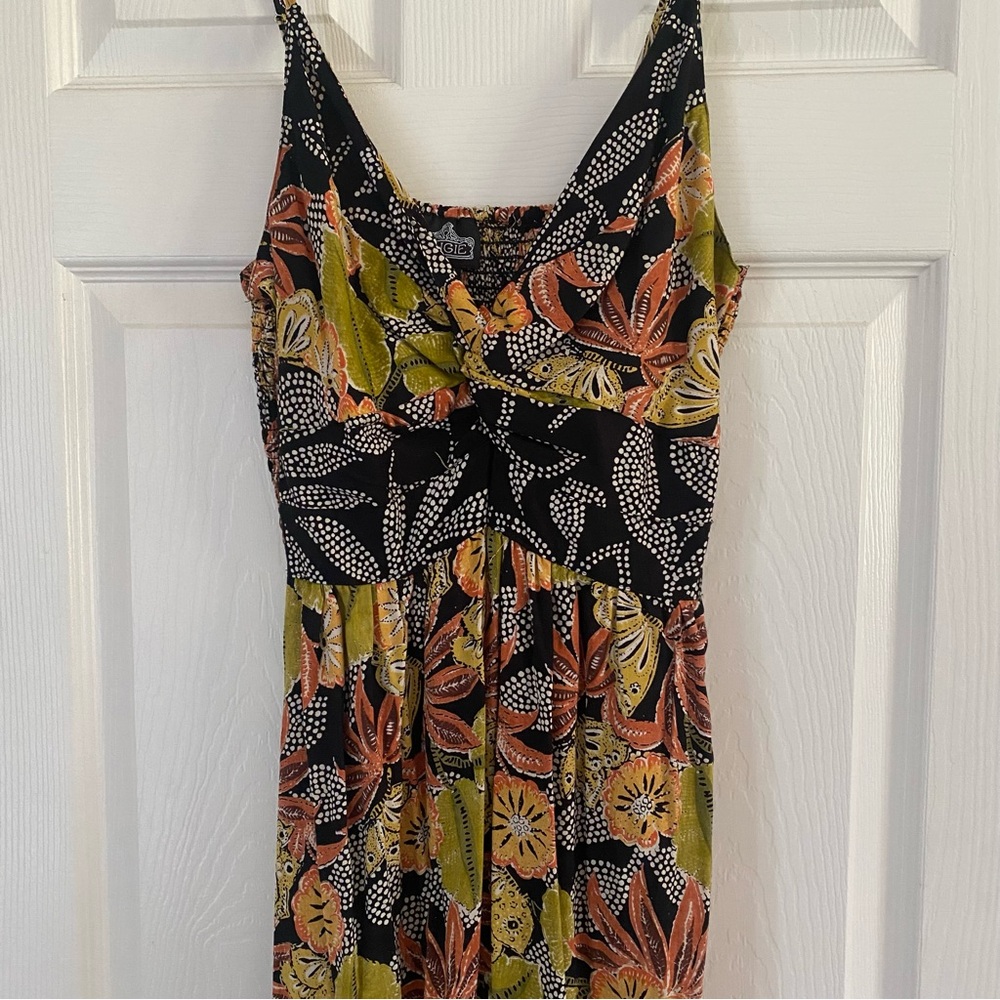 Angie Printed Twist Front Keyhole Maxi Dress